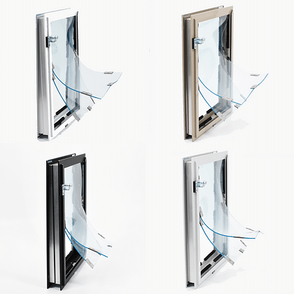 Hale doors with clear flexible flaps and magnetic closure, no batteries or electronics